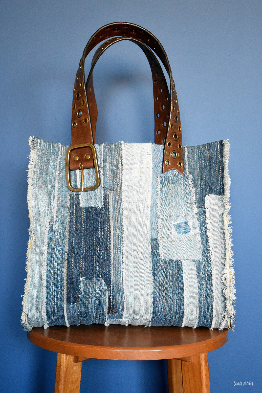 Denim Tote Bag Sewing Pattern with Video
